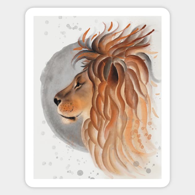 Watercolor lion portrait illustration by Renatta Zare Sticker by RenattaZare